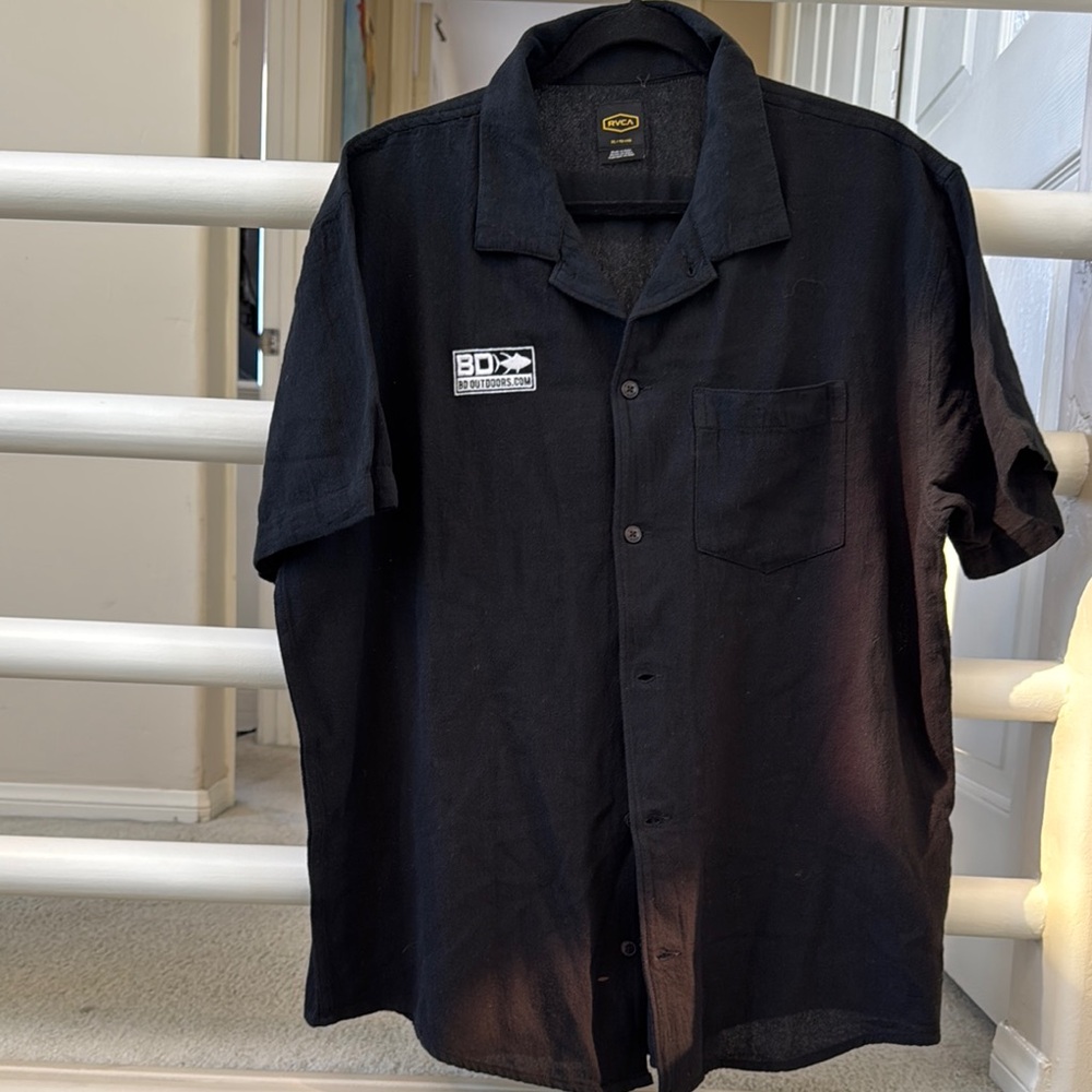 ❄️ RVCA Black Casual Cotton Button Down Shirt SZ XL
